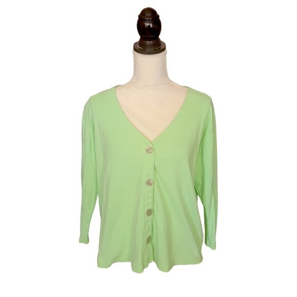 fresh produce Sweaters - Fresh Produce Lime Green Long Sleeve Cardigan Sweater in Size XL